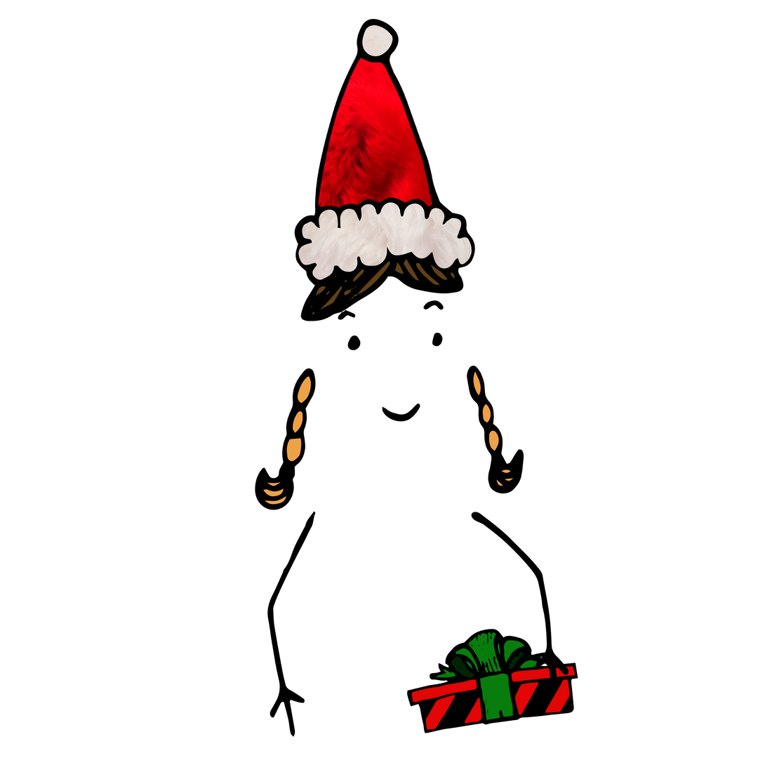 Transparent Digital Illustration: Santa Hat, Braids, and Christmas Gift - Download Free Stock Images Pikwizard.com