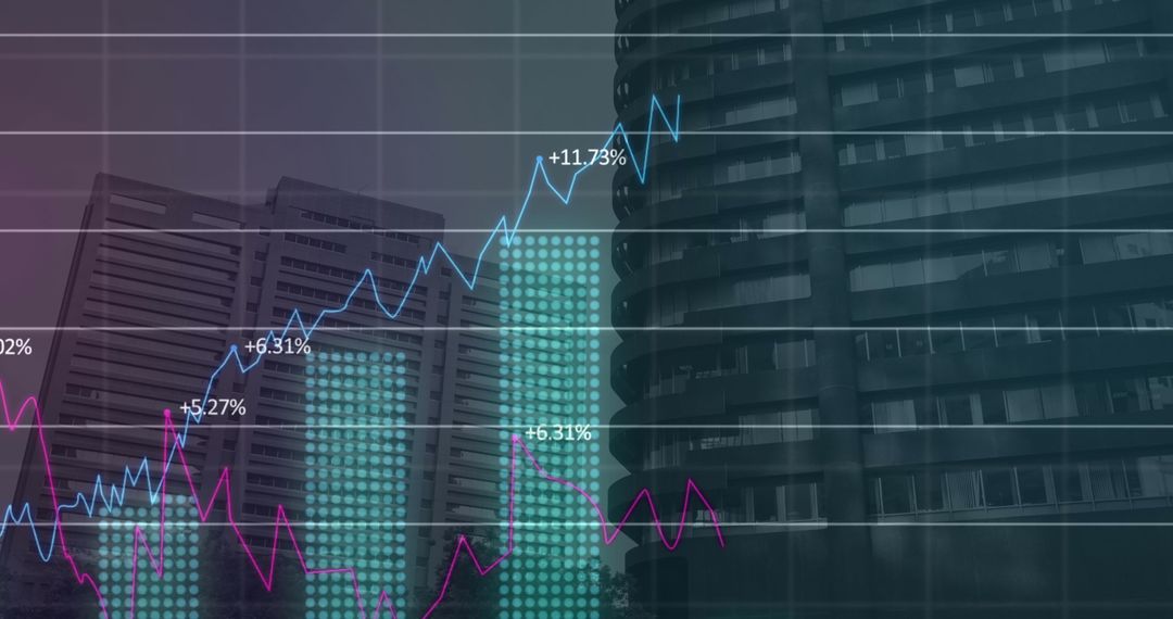 Modern Business Growth Graphs Over Urban Architecture