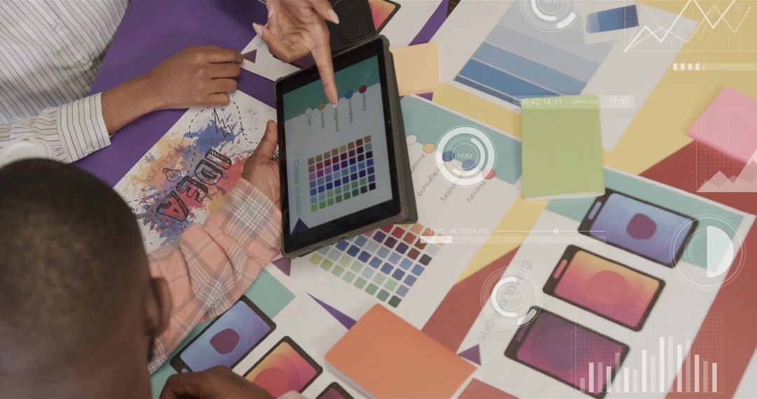 Collaborative Teamwork in Office Analyzing Color Schemes