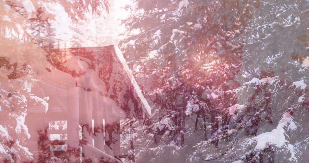 Scenic Winter Wonderland with Soft Glow and Snowy Trees