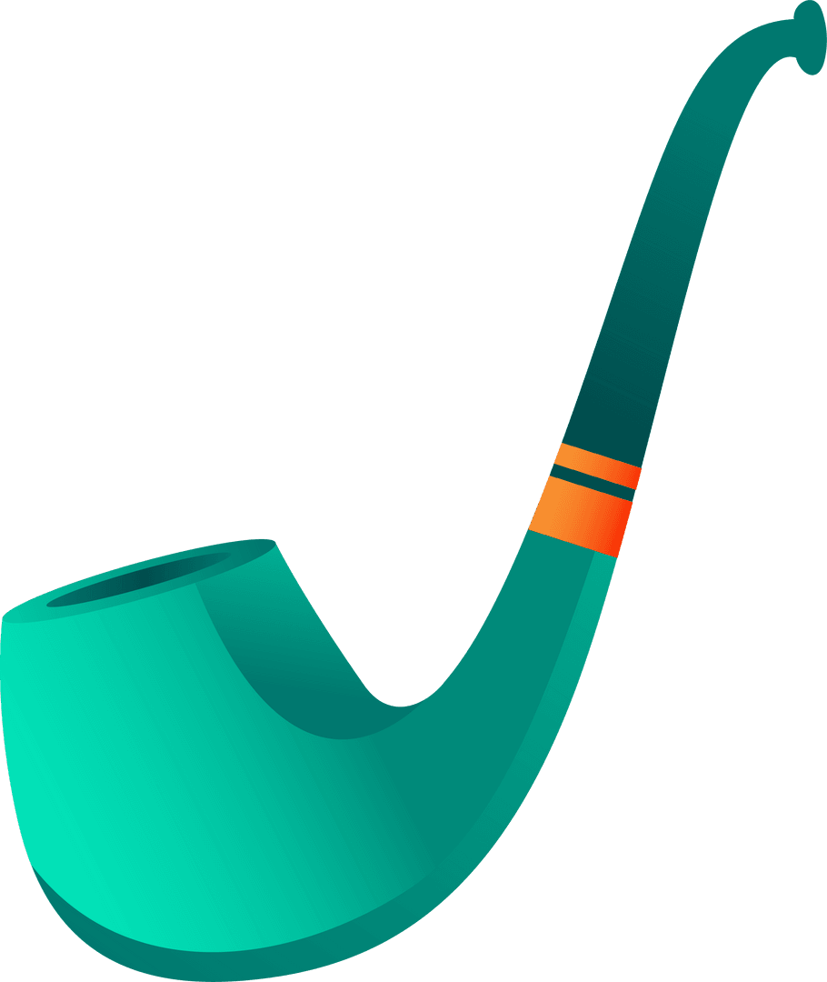 Minimalist Green Tobacco Pipe Illustration on Transparent Background