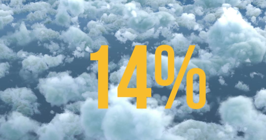 Surreal Clouds with Bold Yellow 14 Percent Typography