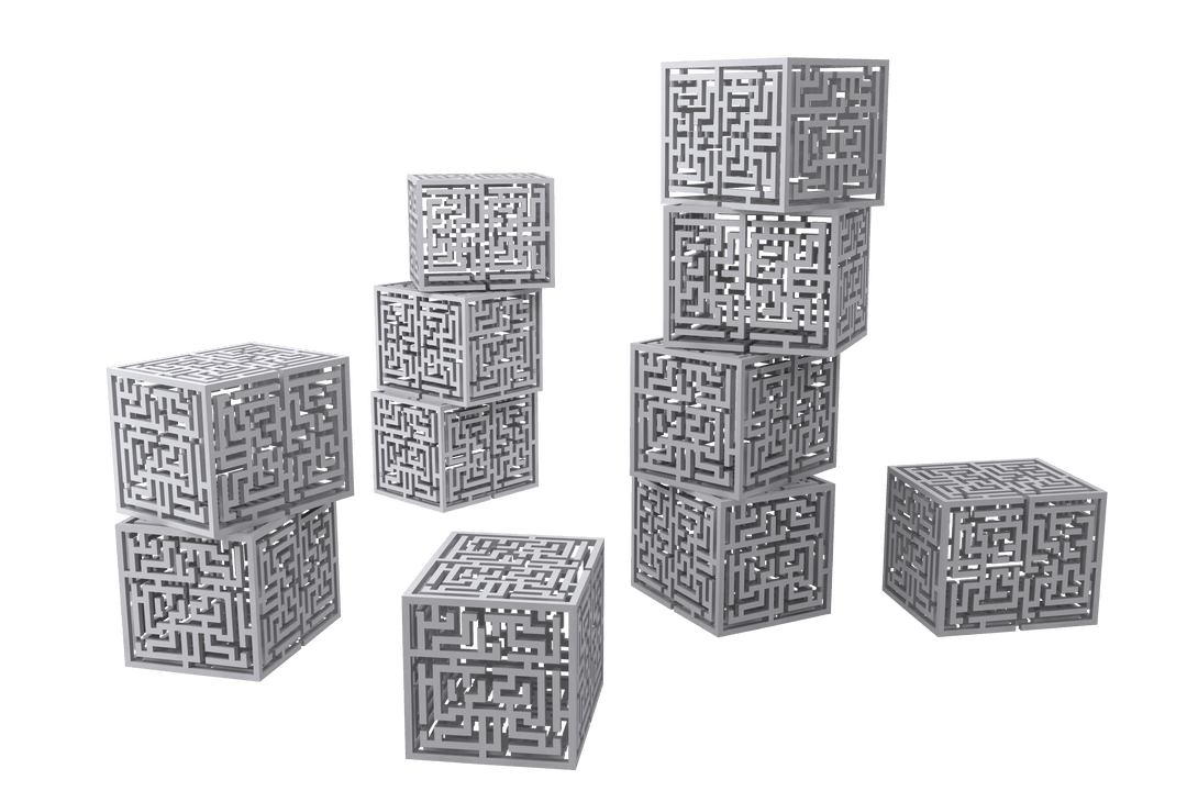 Labyrinth Design Cubes on Transparent Background for Puzzle Concepts - Download Free Stock Images Pikwizard.com