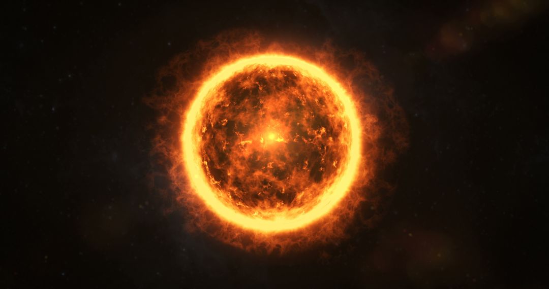 Fiery Sun with Solar Activity Sparks in Deep Space