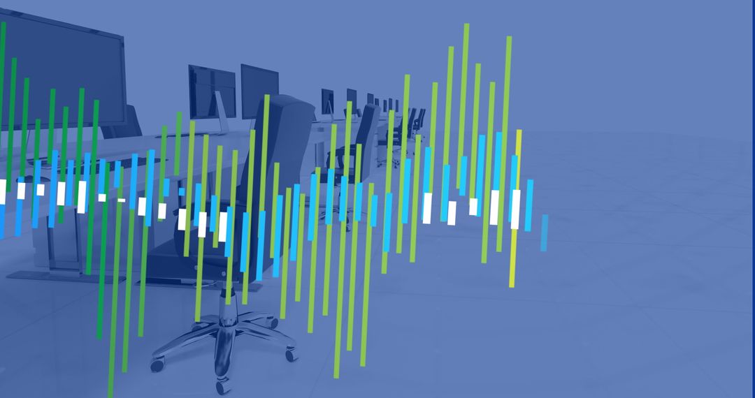 Abstract Financial Data Chart in Hi-tech Office Environment