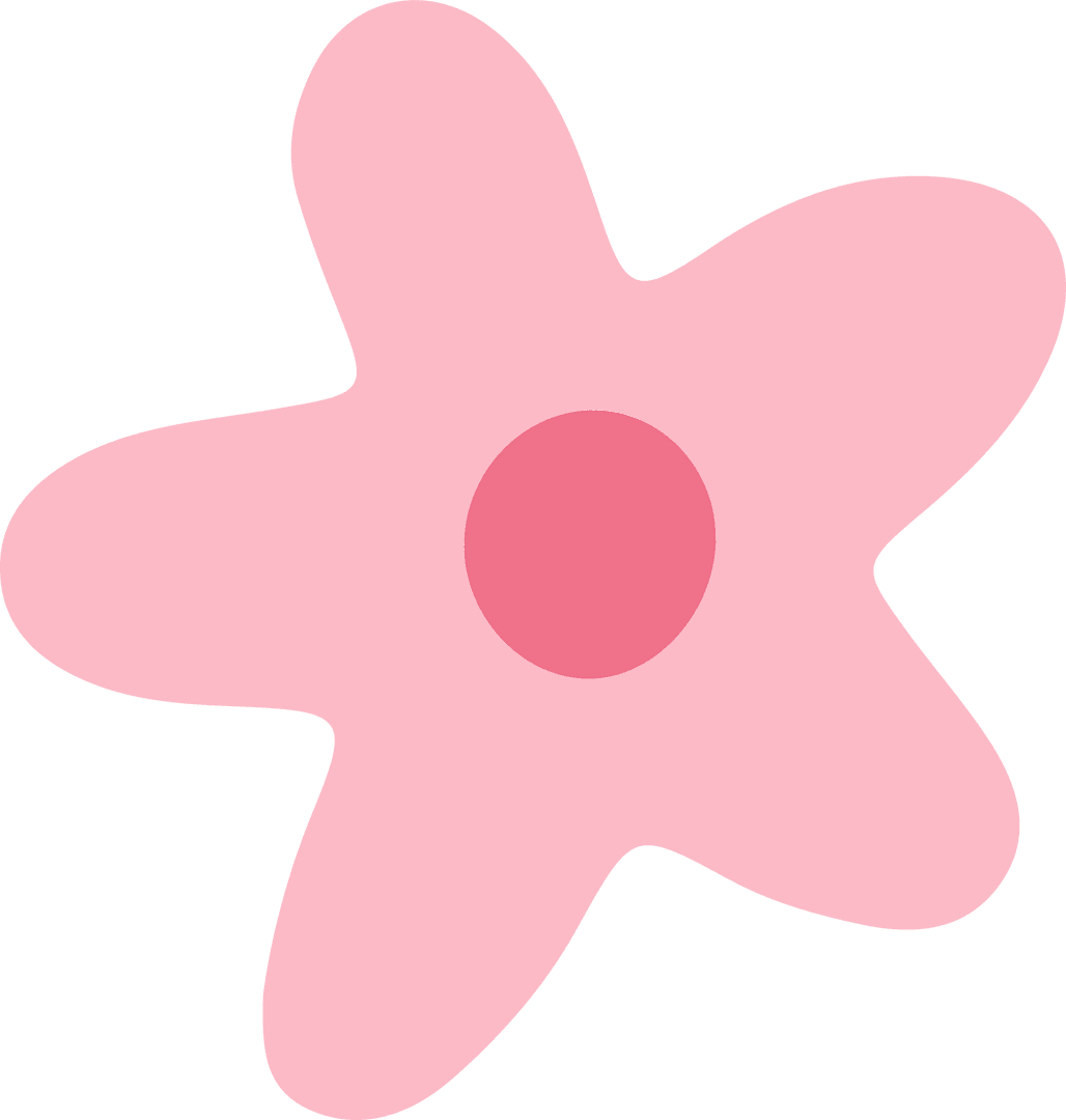 Minimalist Flower Shape with Pink Petals on Transparent Canvas