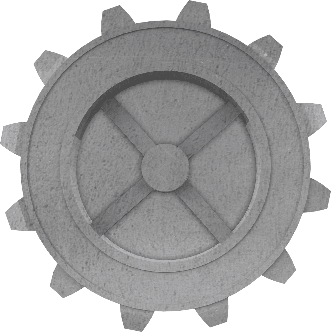 Digital Grey Cogwheel on Transparent Background