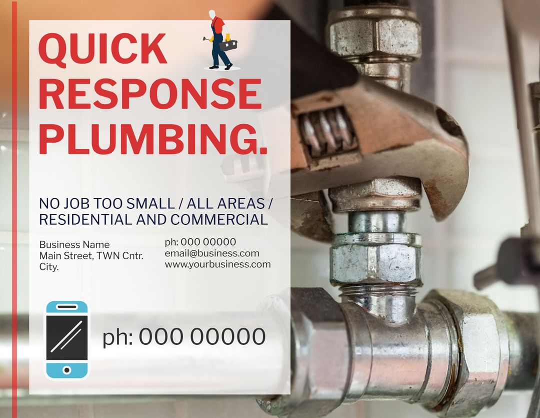 Quick Response Plumbing Advertisement with Service Details - Download Free Stock Templates Pikwizard.com