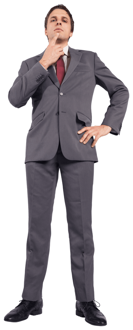 Caucasian Businessman in Stylish Suit on Transparent Background