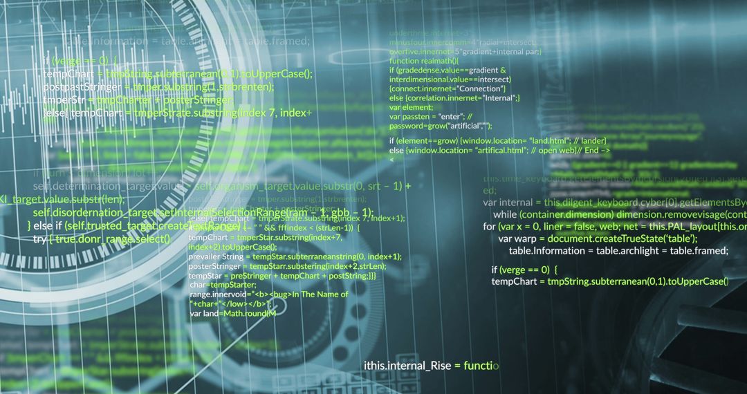 Futuristic Digital Interface with Data Processing Code