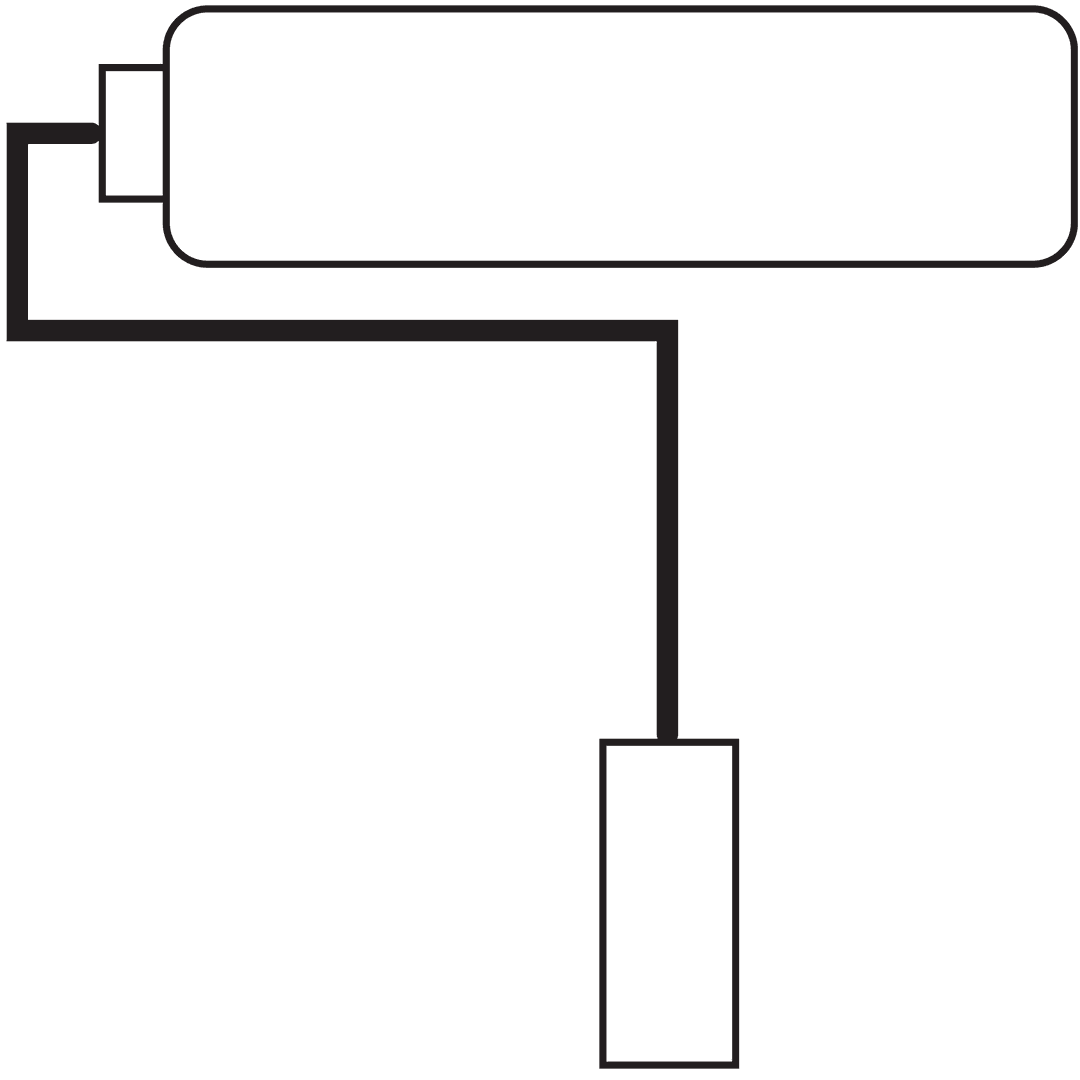 Minimalist Black Paint Roller Icon on Transparent Background