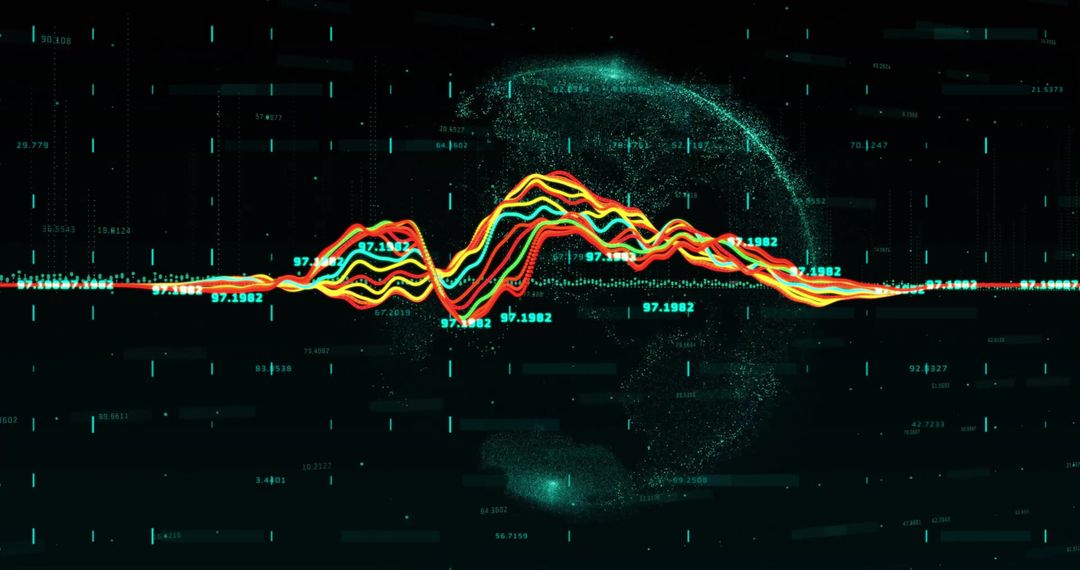 Abstract Financial Data Streaming Over World Map Visualization