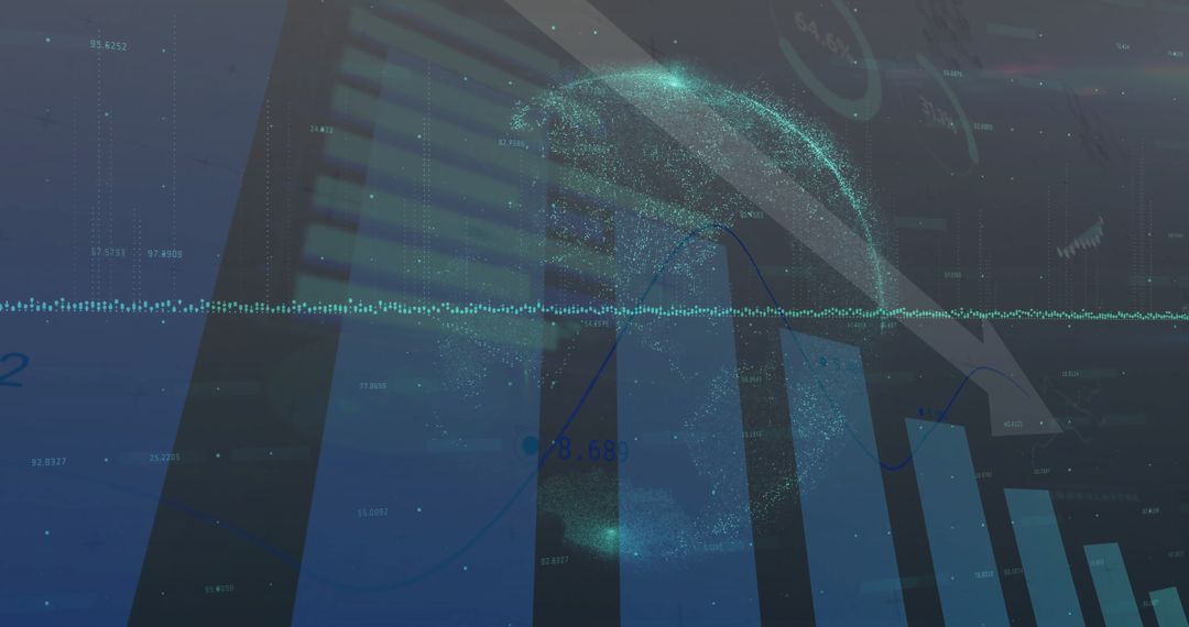 Globe Overlay on Data Interface with Charts and Analytics