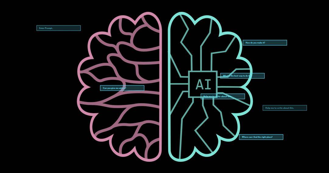human brain and ai integration explored with questions and prompts - Free Images, Stock Photos and Pictures on Pikwizard.com
