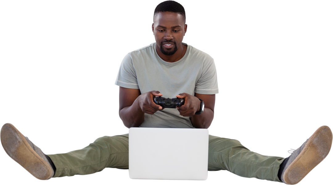 Young Man Playing Video Game on Laptop Transparent Background - Download Free Stock Images Pikwizard.com