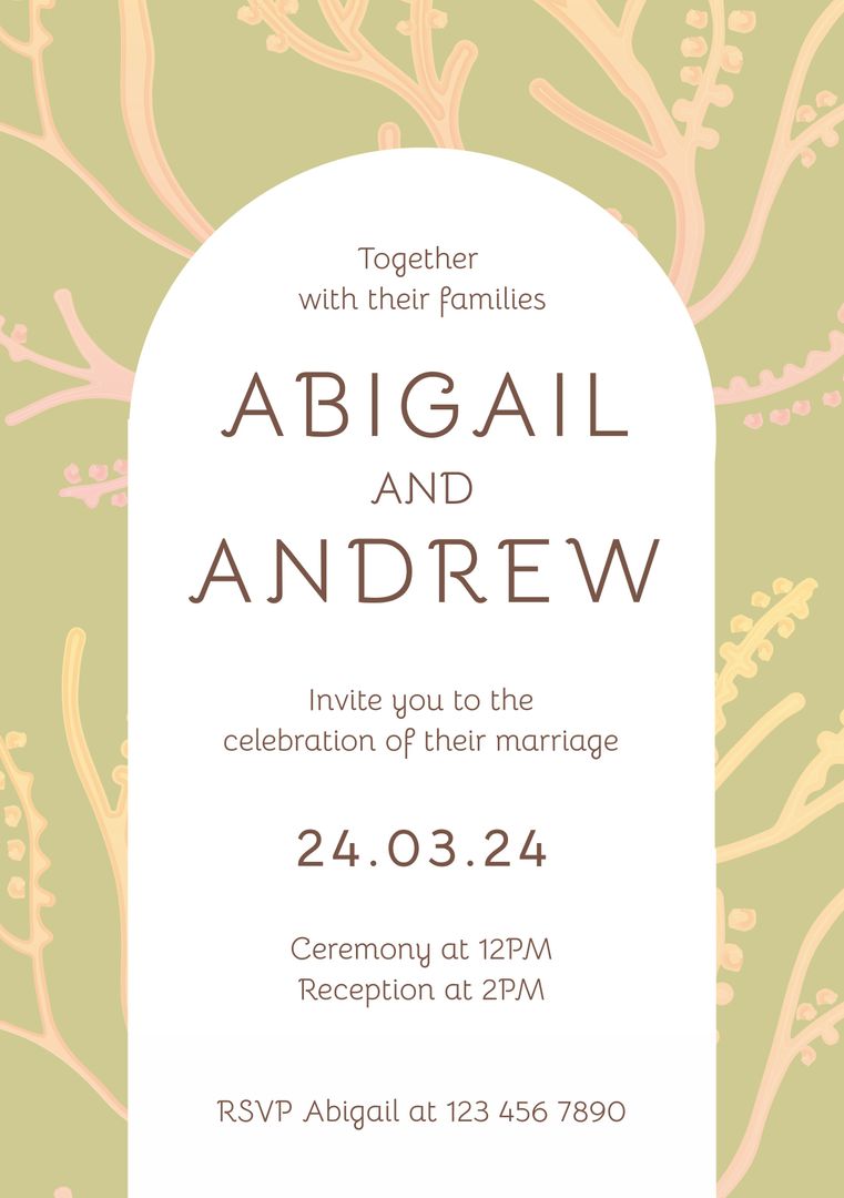 Elegant Botanical Wedding Invitation for Garden-Themed Event - Download Free Stock Templates Pikwizard.com