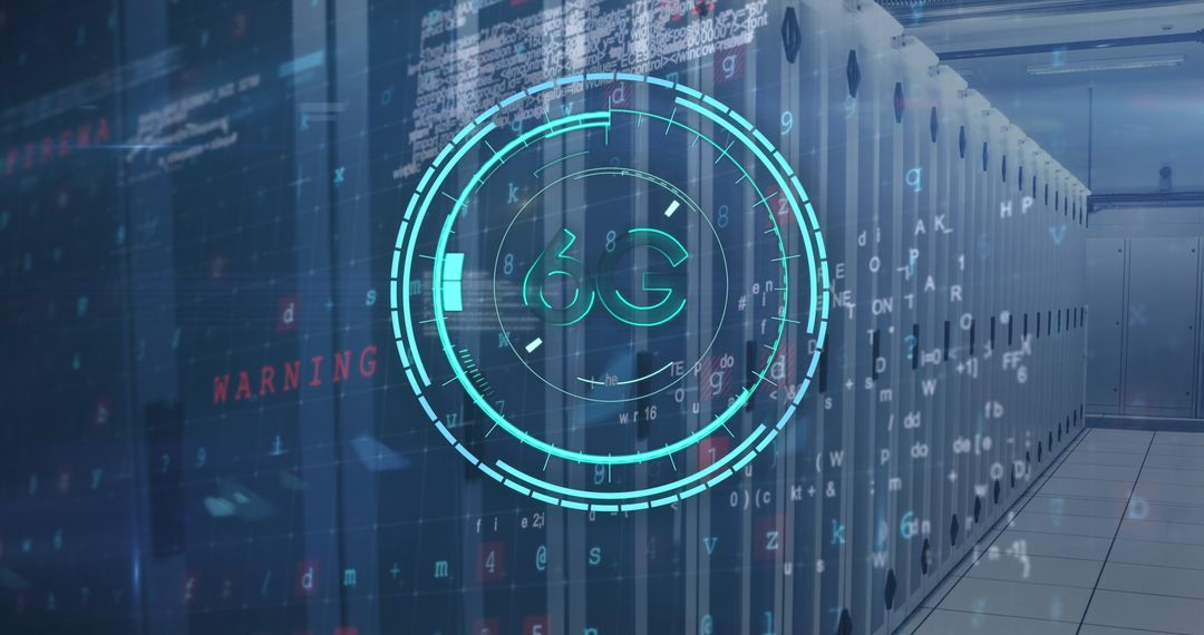 Futuristic 6G Technology Concept in Server Room Environment