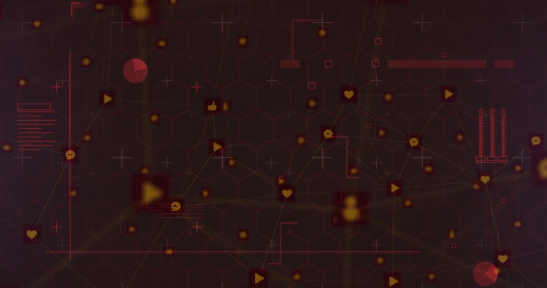 Data Processing Network with Glowing Connection Icons