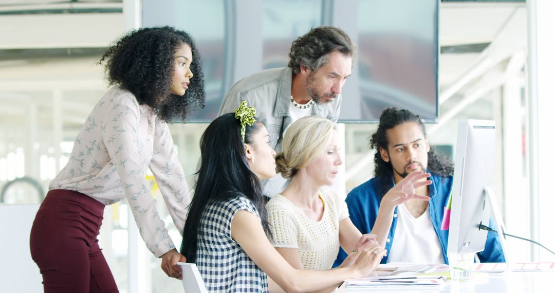Diverse Team Collaborating on Modern Office Project