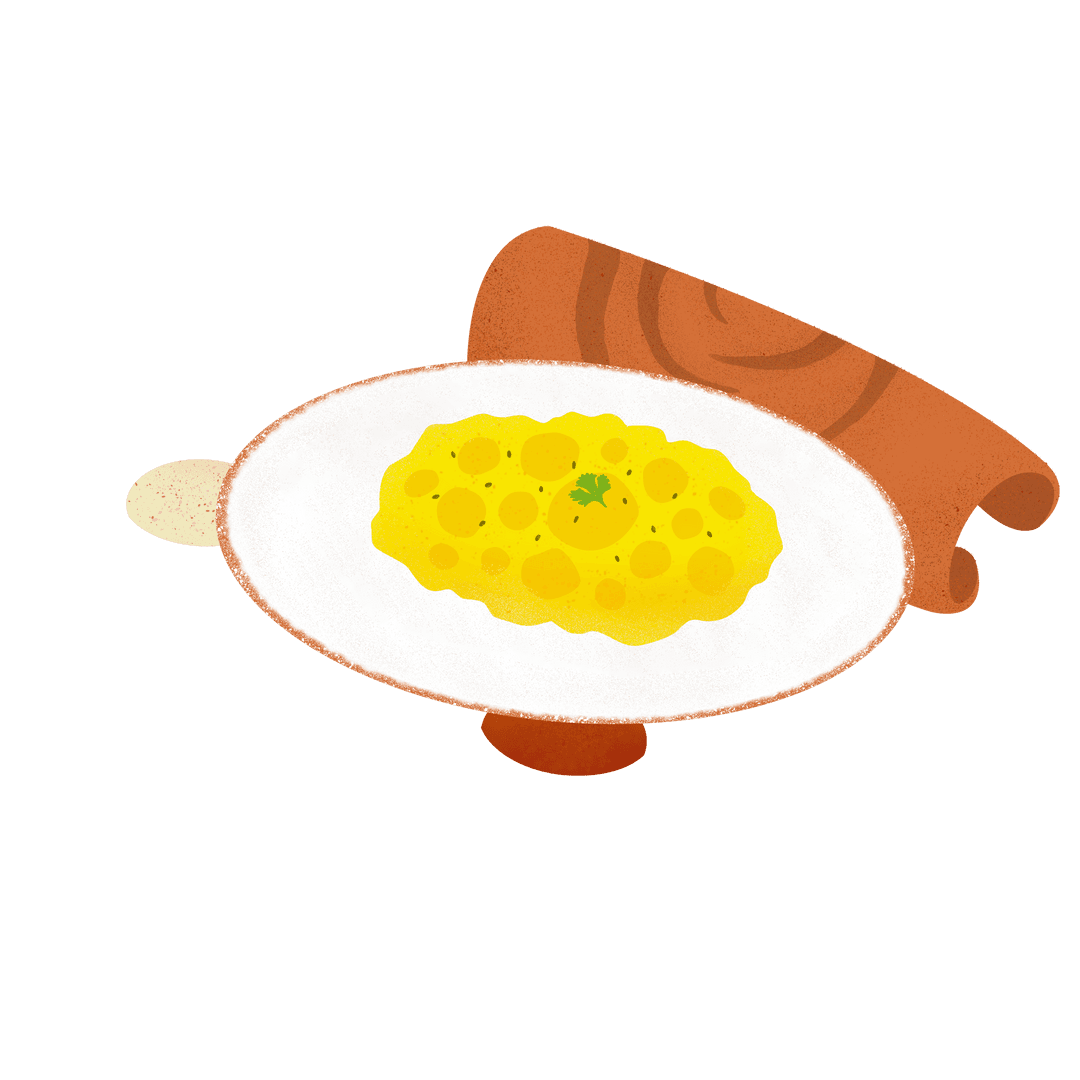 Minimalist Yellow Egg Dish on Plate with Napkin, Transparent Background