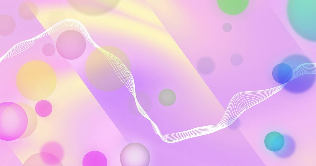 Colorful Abstract Design with Floating Circles and Wavy Lines