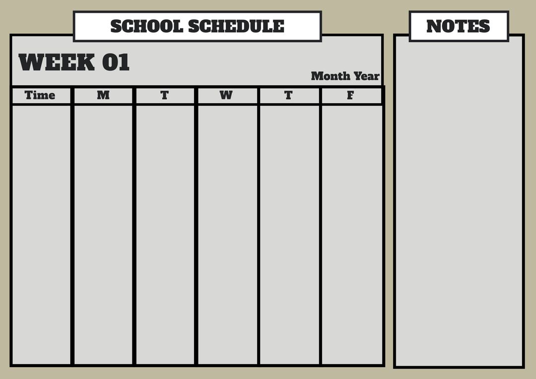 Academic Weekly Planner with Notepad Design