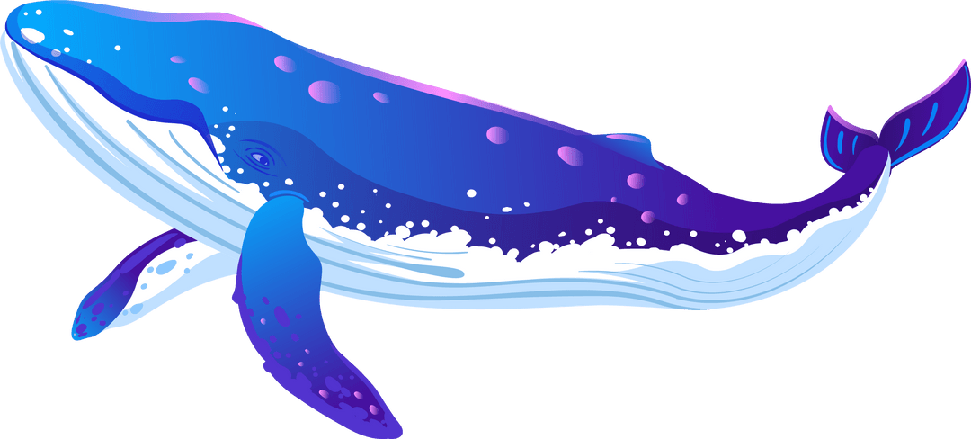 Stylized Gradient Whale Graphic with Transparent Background