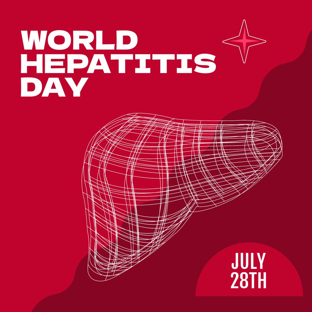 World Hepatitis Day Poster with Abstract Liver Wireframe