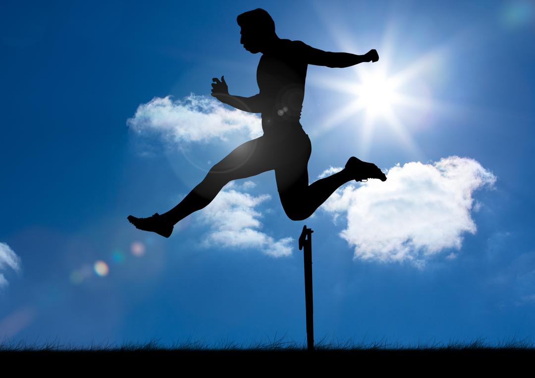 Silhouette of an athlete jumping over a hurdle - Free Images, Stock Photos and Pictures on Pikwizard.com