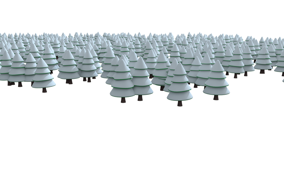 Stylized Winter Forest with Snowy Trees on Transparent Background