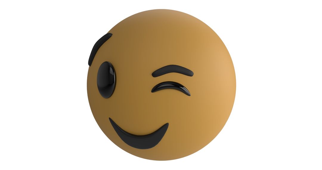 3D Winking Face Emoji on White Background