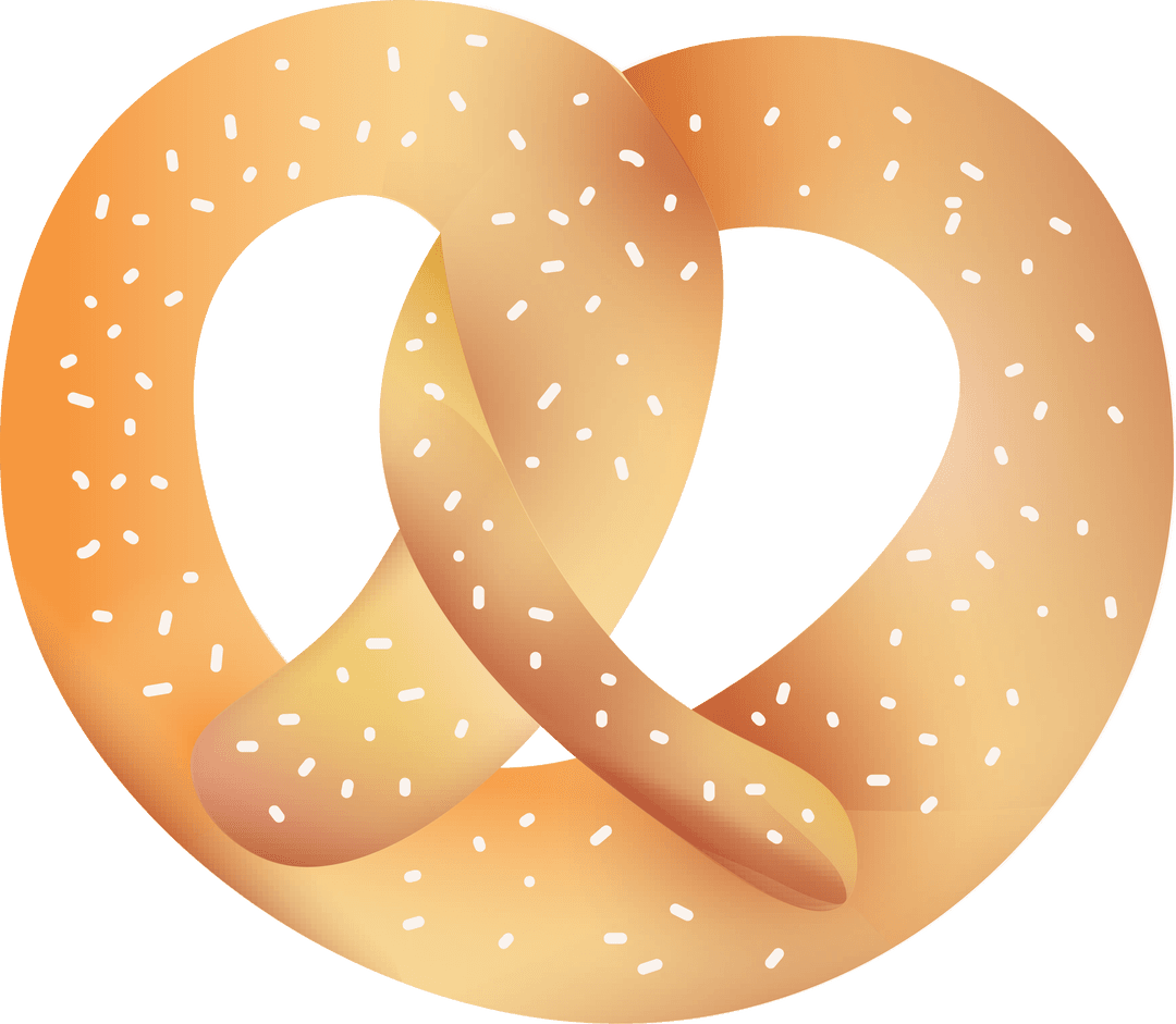 Digital Pretzel Illustration on Transparent Background