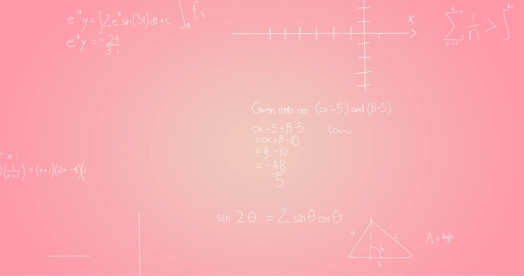 Handwritten Math Formulas on Pink Background