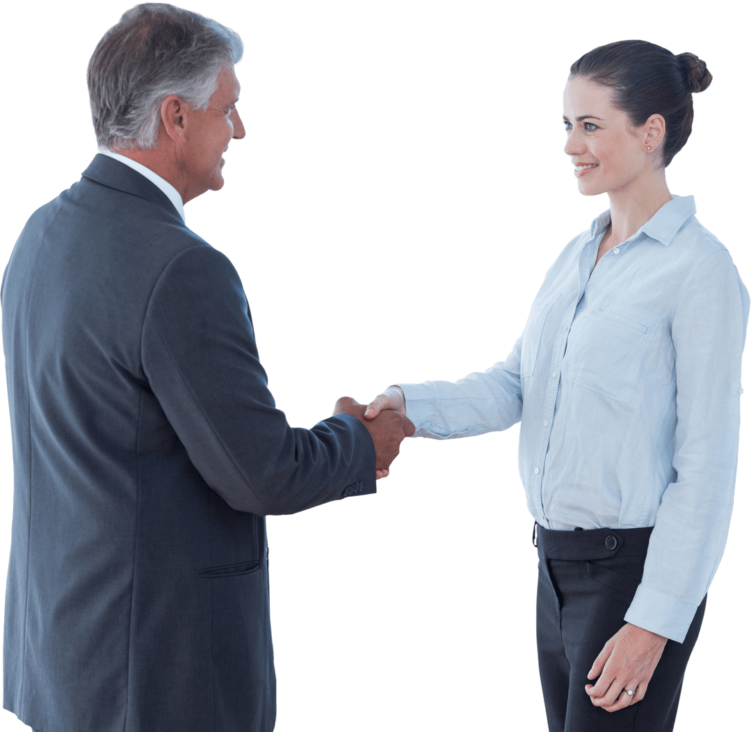 Professional Businessides Shaking Hands on Transparent Background