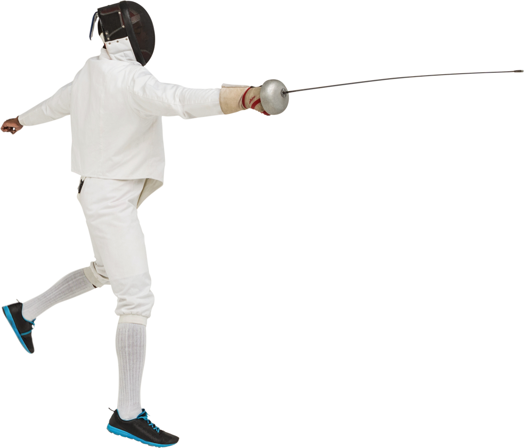 Transparent background fencer practicing fencing moves with sword - Download Free Stock Images Pikwizard.com