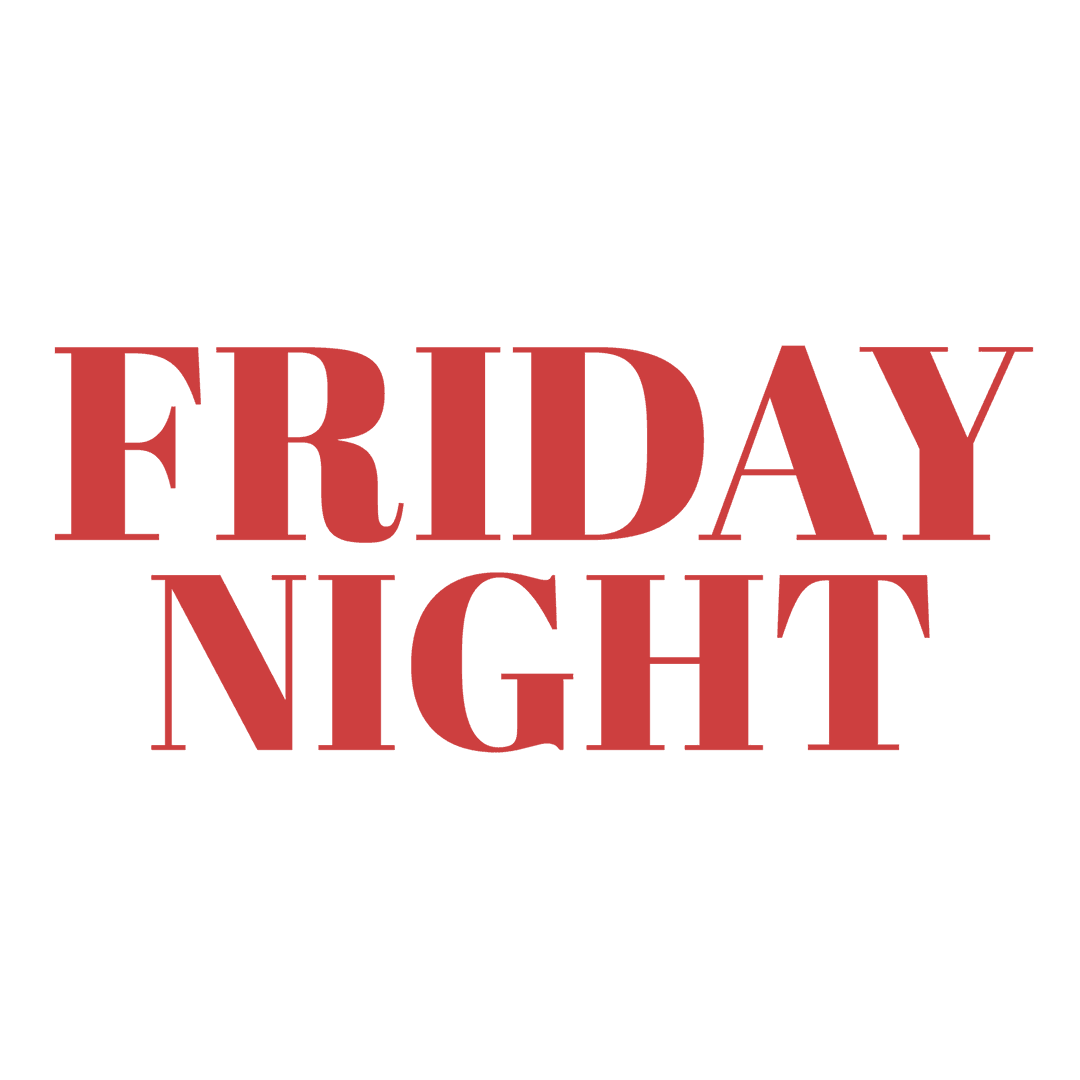 Bold Red Friday Night Text on Transparent Background
