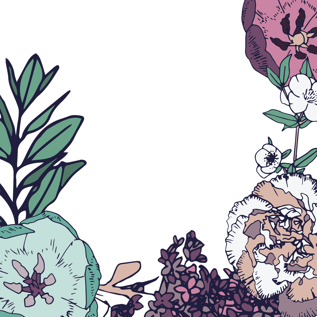 Colorful Flower Frame on Transparent Background Illustration Mock Up