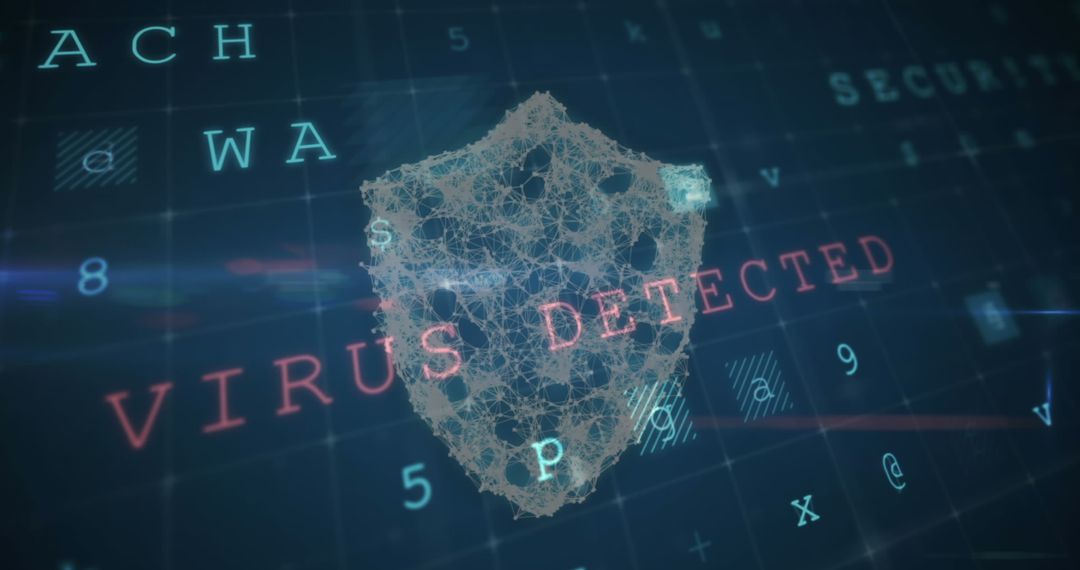 Digital Security Shield Alerts Virus Detection