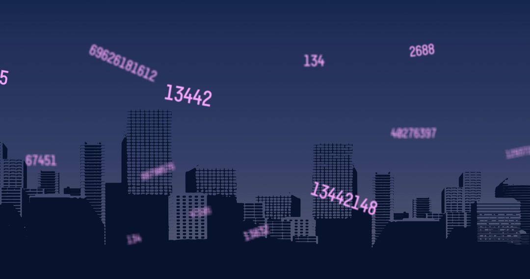 Digital Numbers Hovering Over Urban Skyline