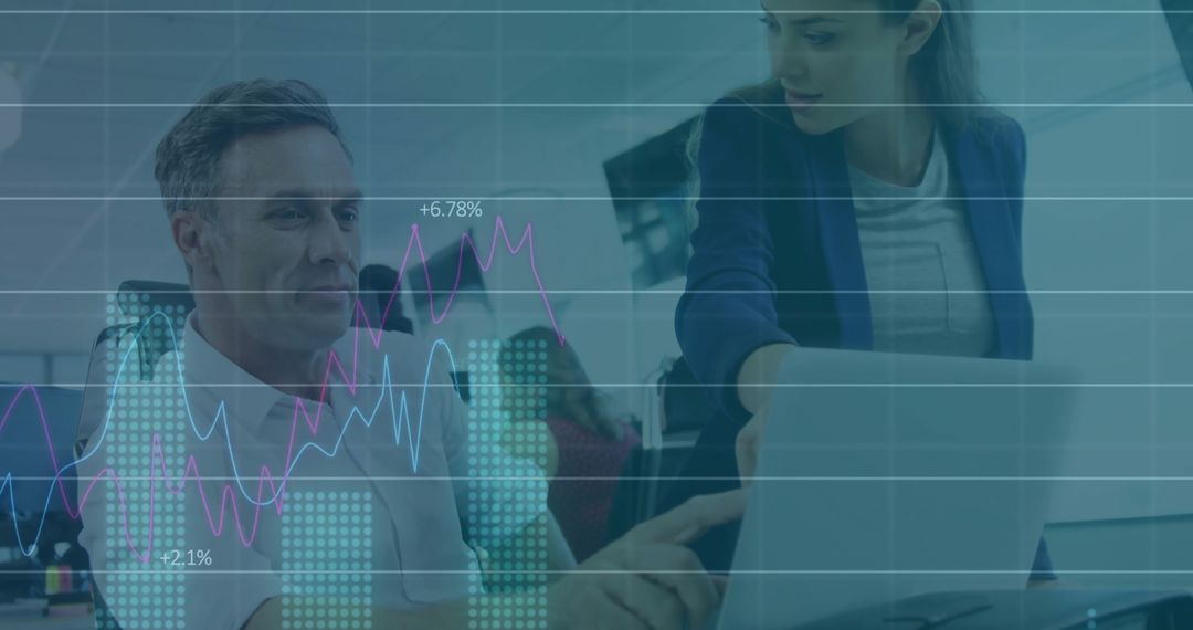 Business People Analyzing Data with Digital Overlays