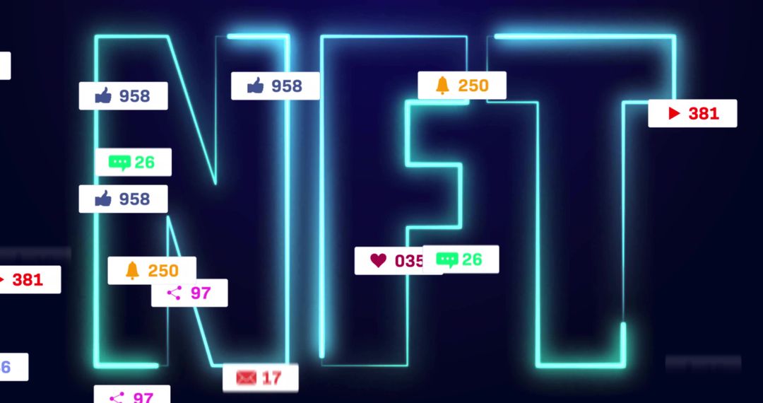 Neon NFT Display with Digital Notification Icons