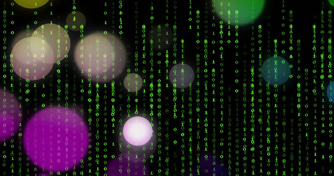 Abstract digital binary code background with light effects