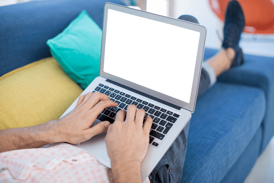 Transparent Laptop Screen Relaxed Work Environment