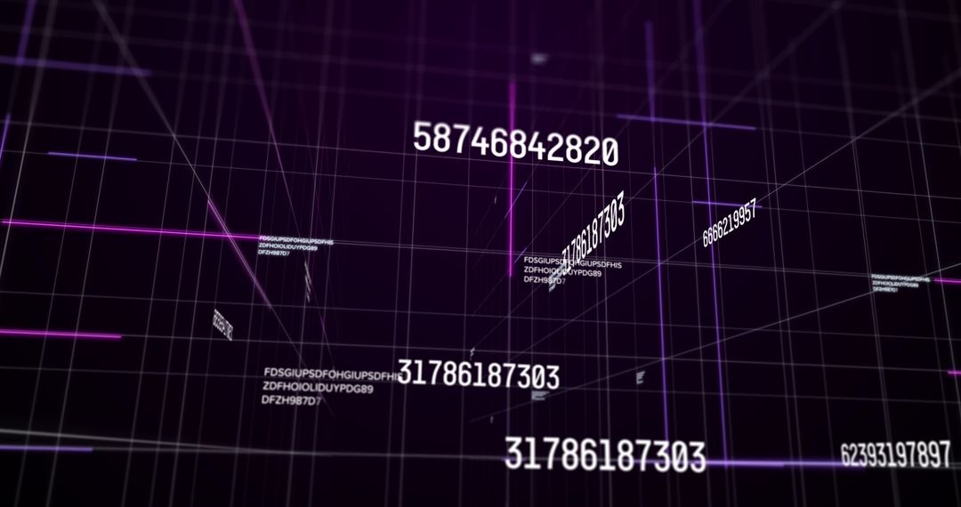 Dynamic Numbers and Data Over Purple Grid Background
