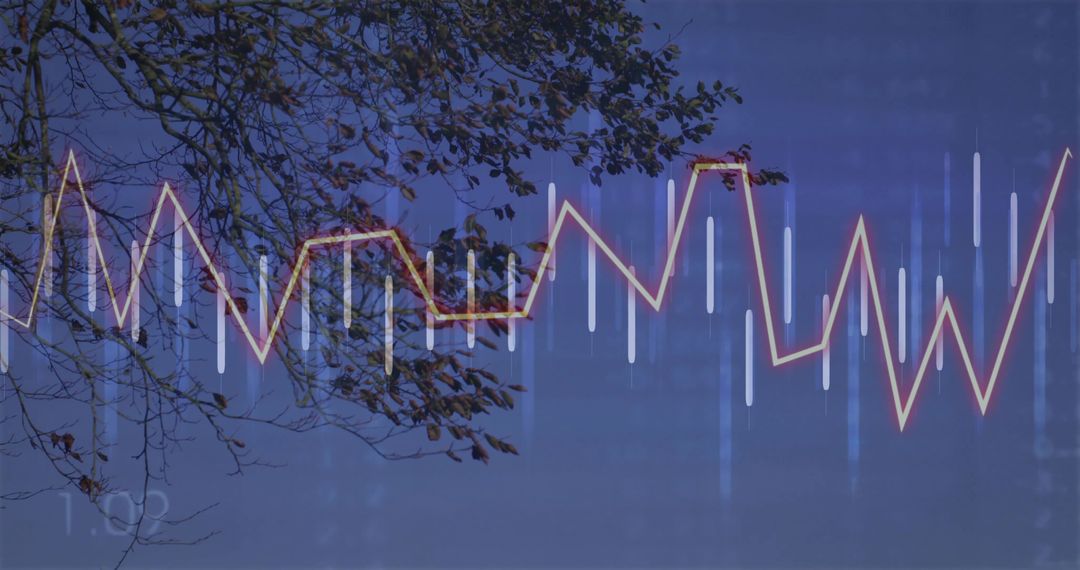 Futuristic Data Visualization Overlayed on Evening Sky