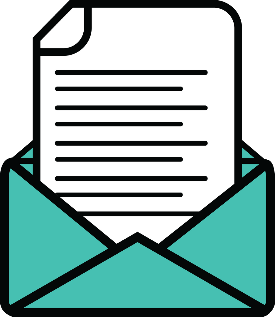 Digital Illustration of Letter in Green Envelope on Transparent Background