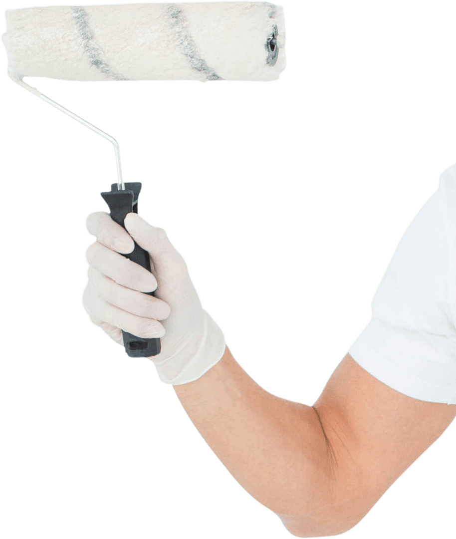 Arm Holding Paint Roller for Transparent Design Projects