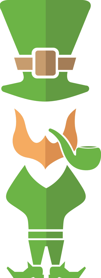 Minimalist Leprechaun Costume on Transparent Background for St. Patrick's Day