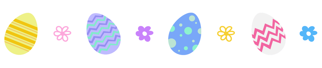 Pastel Easter Eggs with Floral Elements on Transparent Background