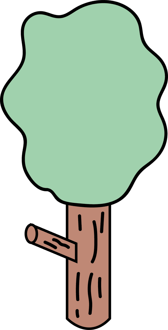 Flat Design Tree Vector with Green Canopy on Transparent Background